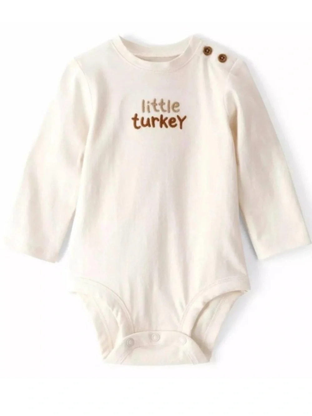 Carters Little Turkey Cream Long-Sleeve Baby One-Piece